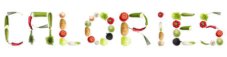 Calories word made of different type of vegetablesの写真素材