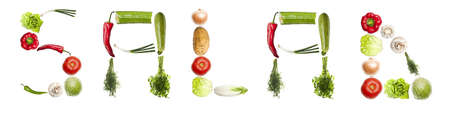 Salad word made of different type of vegetablesの写真素材