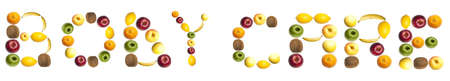 Body care word made of different of fruitsの写真素材