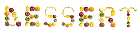 Dessert word made of different of fruitsの写真素材