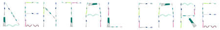 Dental care words made of toothbrushes and toothpasteの写真素材