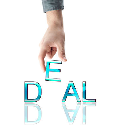 Deal word made by male handの写真素材
