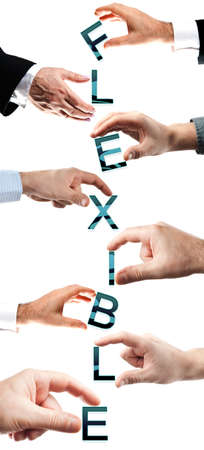 Flexible word made by many business people handsの写真素材