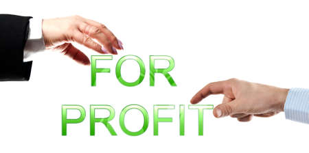 For profit words made by business woman and man handsの写真素材