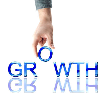 Growth word made by male handの写真素材