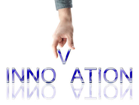 Innovation word made by male handの写真素材