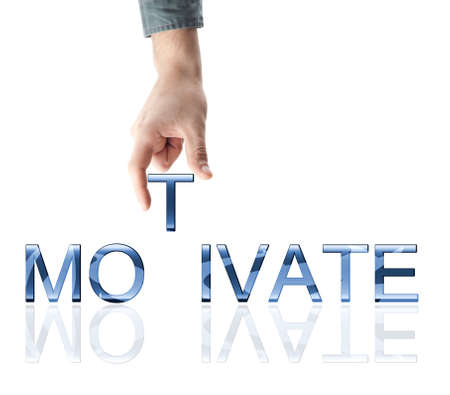 Motivate word made by male handの写真素材