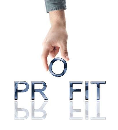 Profit word made by male handの写真素材