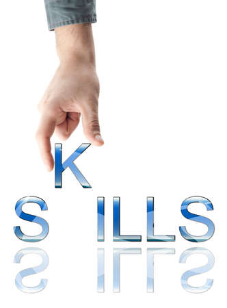 Skills word made by male handの写真素材