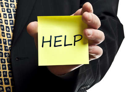 Help post it in business man handの写真素材