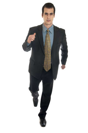 Isolated young business man runningの写真素材