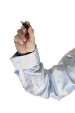 Isolated business man hand writingの写真素材