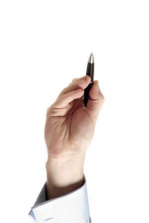 Isolated business man hand writingの写真素材