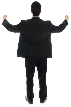 Isolated business man gesturing worshipの写真素材