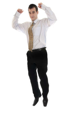 Isolated happy business man jumpの写真素材