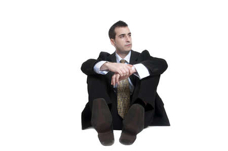 Isolated young business man on whiteの写真素材