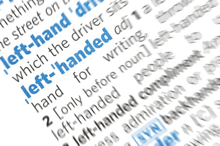 left handed word close up in dictionaryの写真素材