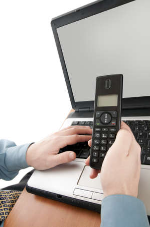 Man hand on pc keyboardの写真素材