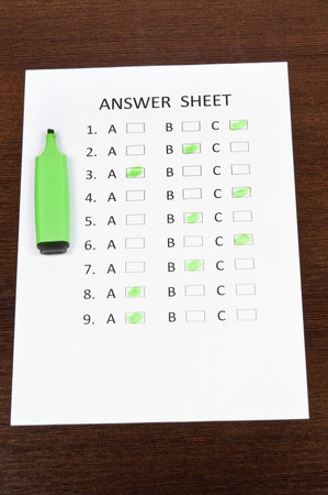 Answer sheet and green marker