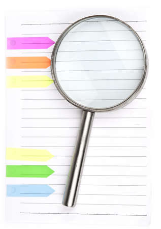 Magnifying glass on personal agendaの写真素材