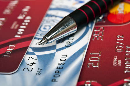 Extreme close up to credit cardの写真素材