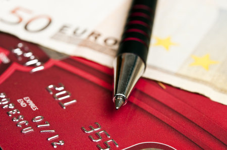 Extreme close up to credit cardの写真素材