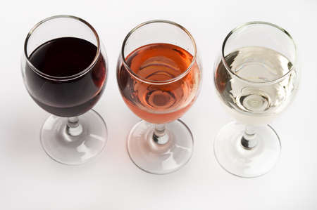 Three wine glasses close upの写真素材