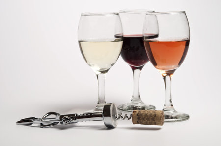Three wine glasses close up