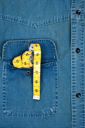 Jeans shirt pocket with cm rulerの写真素材