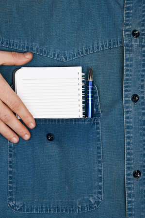 Jeans shirt pocket with notepadの写真素材