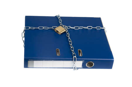 Padlock and chain on folderの写真素材