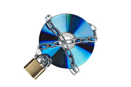 Padlock and cd on whiteの写真素材