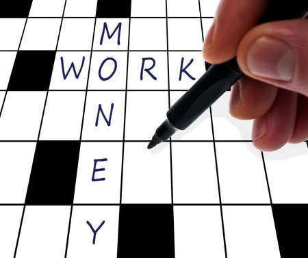 Crossword money and work textの写真素材
