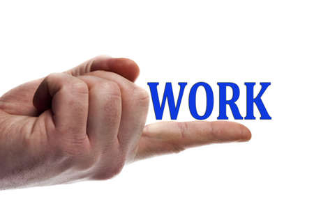 Work word on male fingerの写真素材