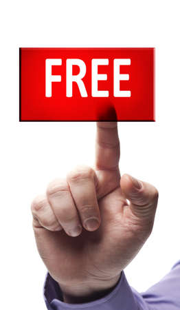 Free button pressed by male handの写真素材