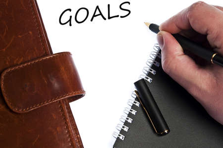 Goals write by male handの写真素材