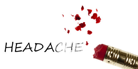 Headache word erased by pencil eraser