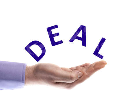 Deal word in male handの写真素材