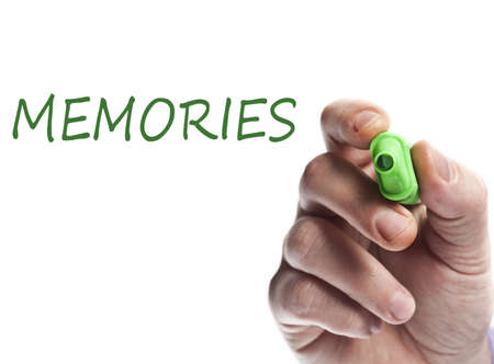 Hand write with green marker Memoriesの写真素材