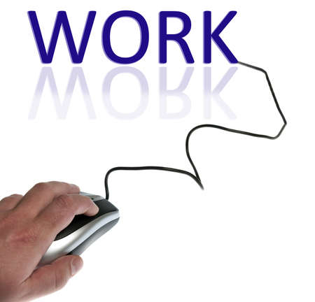 Work word connected with pc mouseの写真素材