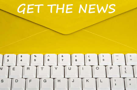 Get the news message on envelopeの写真素材