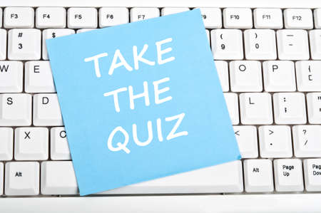 Take the quiz message on keyboardの写真素材