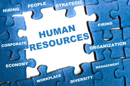 Human resource blue puzzle pieces assembled Human resource blue puzzle pieces assembled