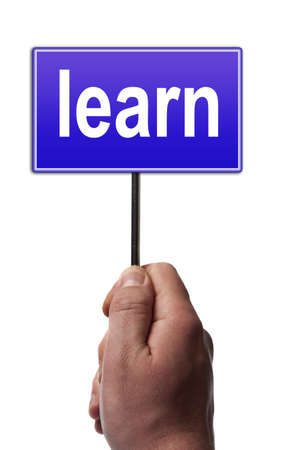 Learn message in male handの写真素材