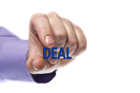 Deal word in male handの写真素材