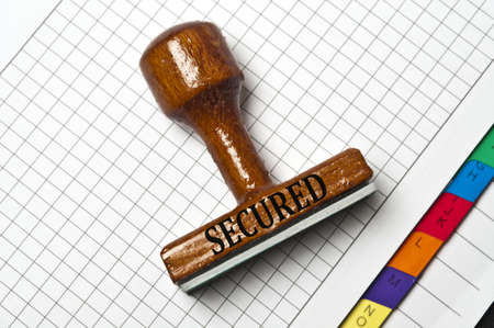 Secured stamp on agenda pageの写真素材