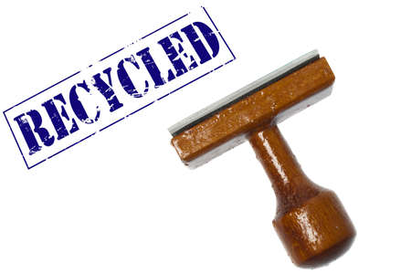 Recycled stamp on white backgroundの写真素材