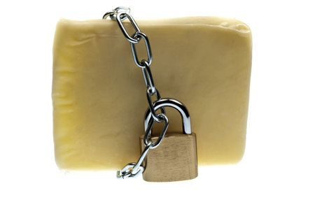Cheese locked isolated on white