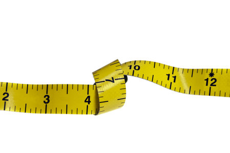Measurement tape on white background