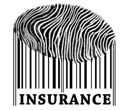 Insurance on barcode with fingerprintの写真素材